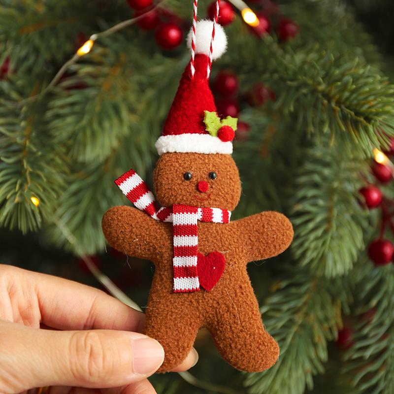 Christmas Tree Decorations Gingerbread Man Doll Pendants Christmas Tree Ornament Small Plush Doll Hanging New Year Gift Decor
