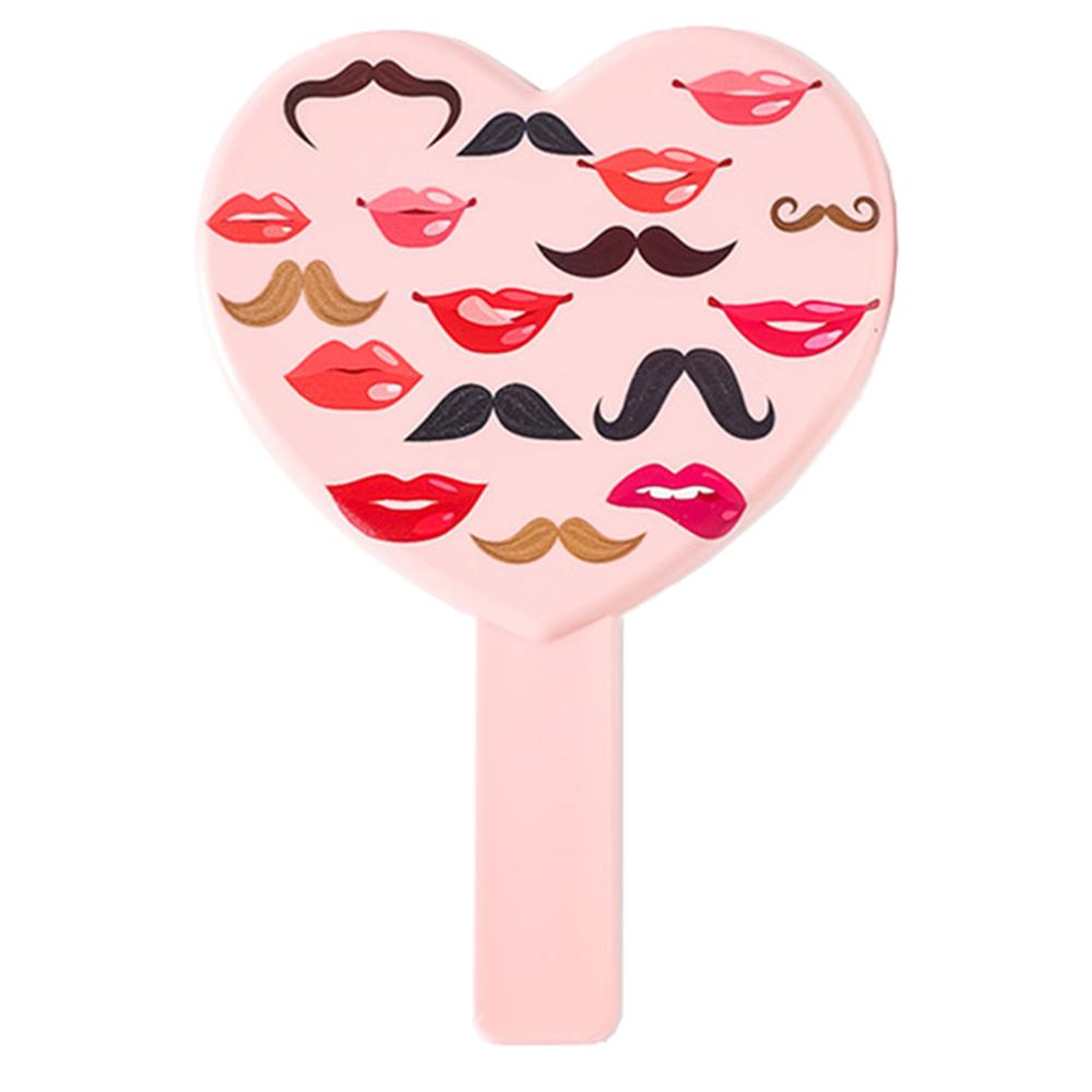 

1PC Portable Handheld Makeup Mirror Heart Shape Makeup Vanity Mirror with Mirror