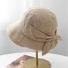 Autumn new upturned edge bucket hat women's rear bow decorative sunshade basin hat versatile casual fashion hat tide