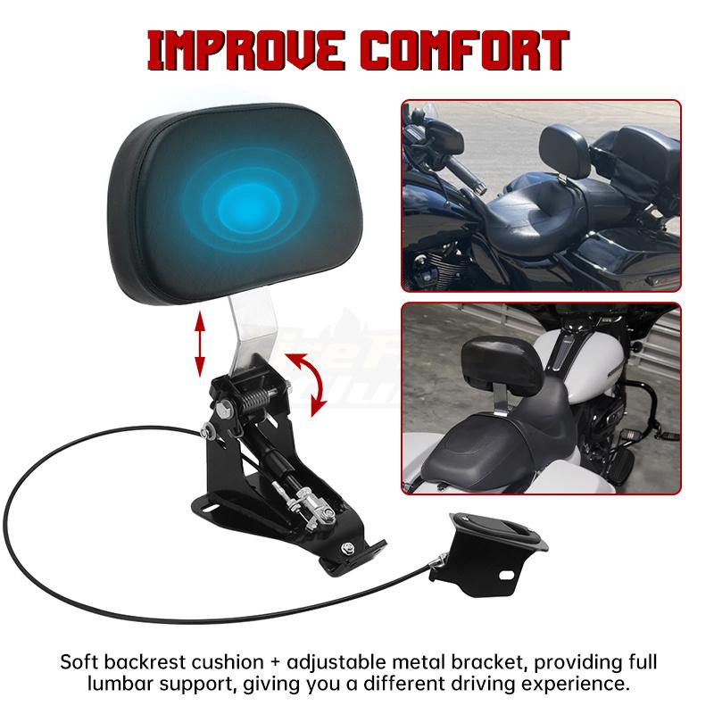 Motorcycle Chrome Front Driver Rider Backrest Mounting Kit For Harley Touring CVO Street Glide Road King Classic 2009-2023