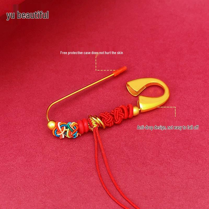 Złota broszka dla noworodka - Chiński styl półprodukt wisiorek uspokajający DIY prezent