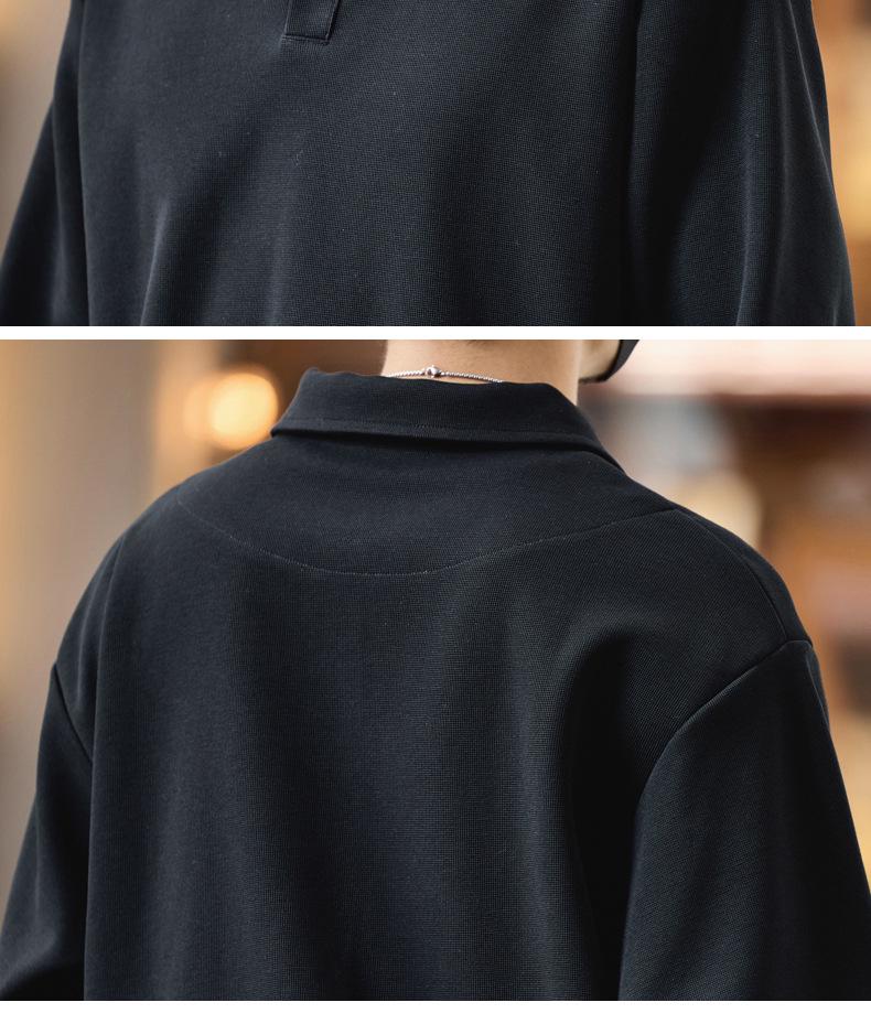 Hoodie Retro Casual Manches Longues à Col Revers Polo Fausse Deux Pièces Automne 2025