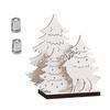 Wooden Christmas Decorations Vintage Tree, LED Lighted Tabletop Centerpiece Decorations, Eco Friendly Ornaments Winter Reindeer Xmas Desktop