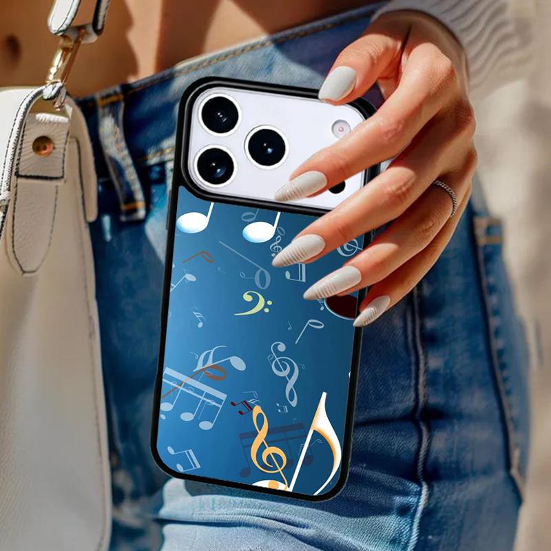 Music Notes soft Phone Case For iPhone 17 Air 14 15 13 12 Max Cover For Apple 16e 11 Pro Max Plus Coque