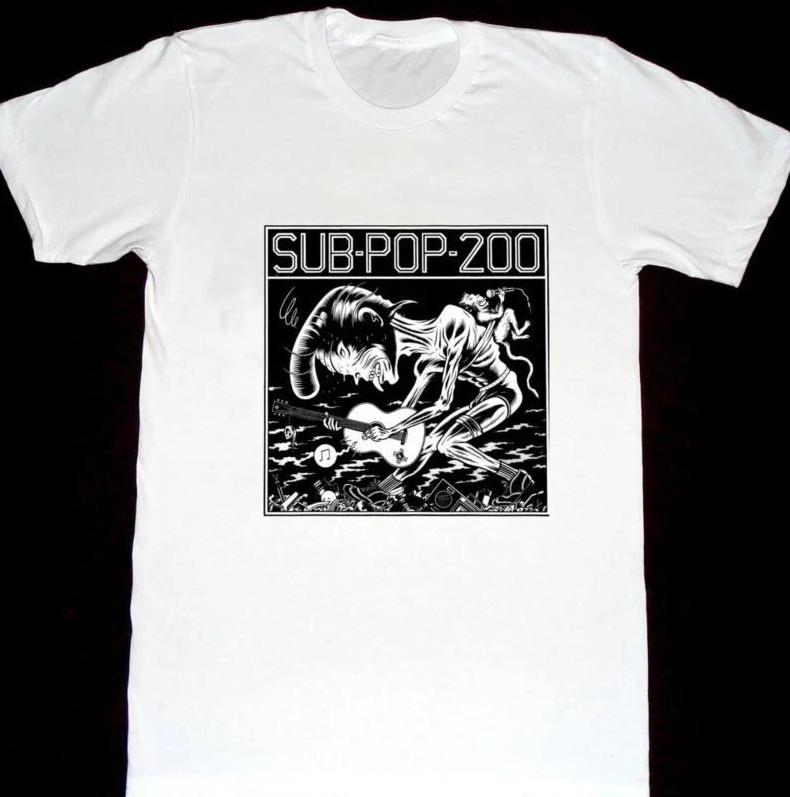 Vintage Sub Pop 200 Heavy Cotton White Full Size Men Women Tee Shirt BL211