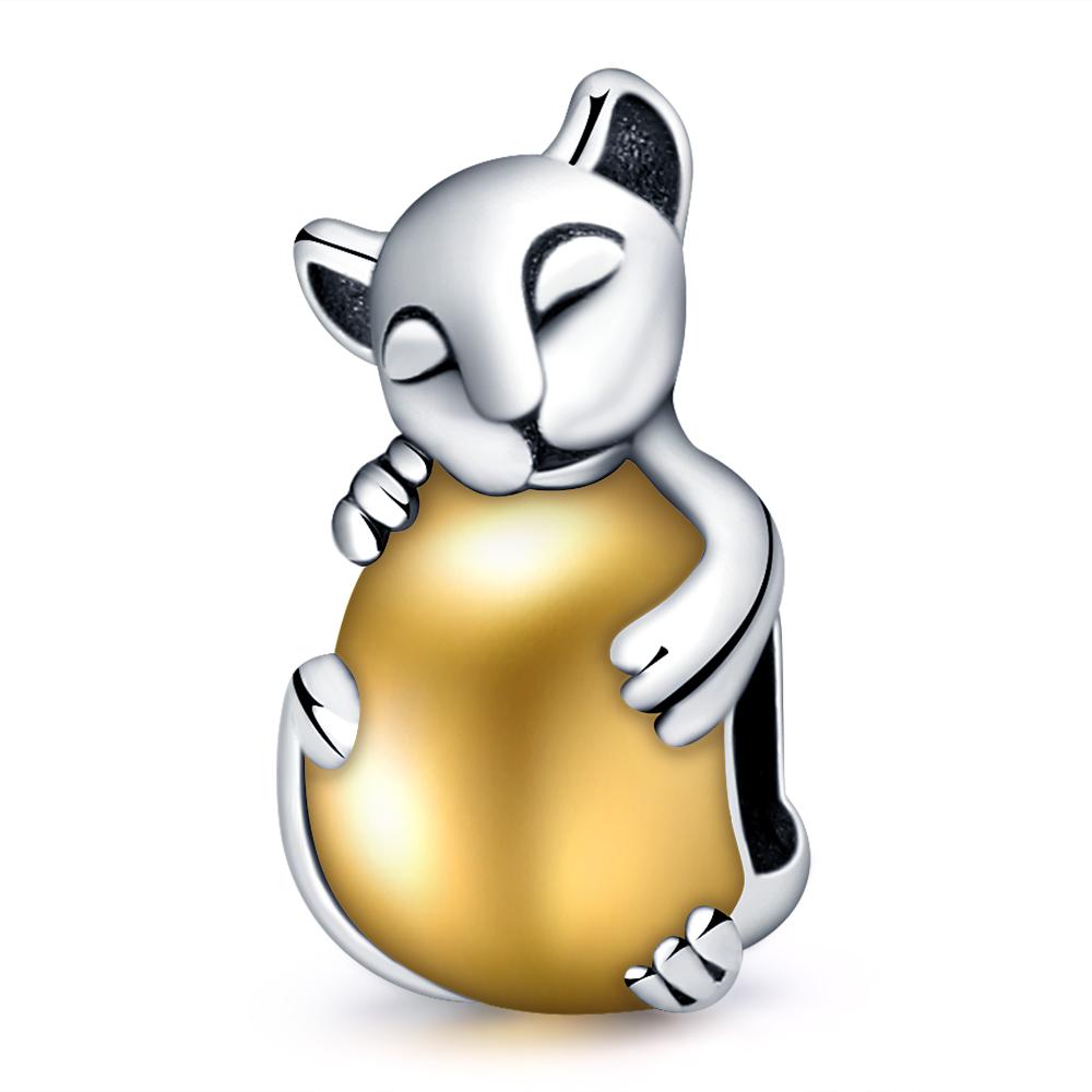 Noua clepsidra din argint S925 cu pandantiv pentru ceașcă de cafea, lanț de siguranță cu oase cu imprimeu de labe, se potrivește cu brățară cu farmec original, margele, bijuterii pentru femei