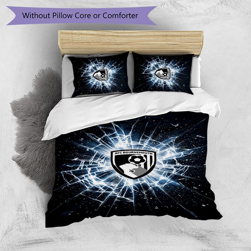 Bournemouth Football Printed 3 Pieces Bedding Set, Comfortable Skin Friendly Bedroom Duvet Cover Set