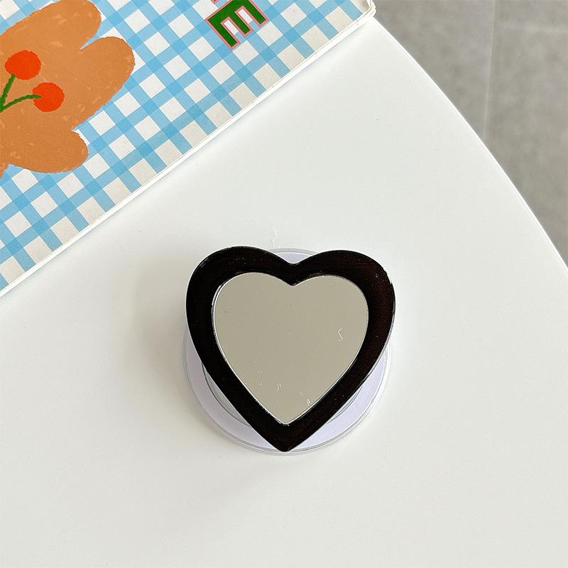 Solid Color Love Mirror Mobile Phone Holder Airbag Telescopic Folding Magnetic Suction Lazy Desktop Support Ring