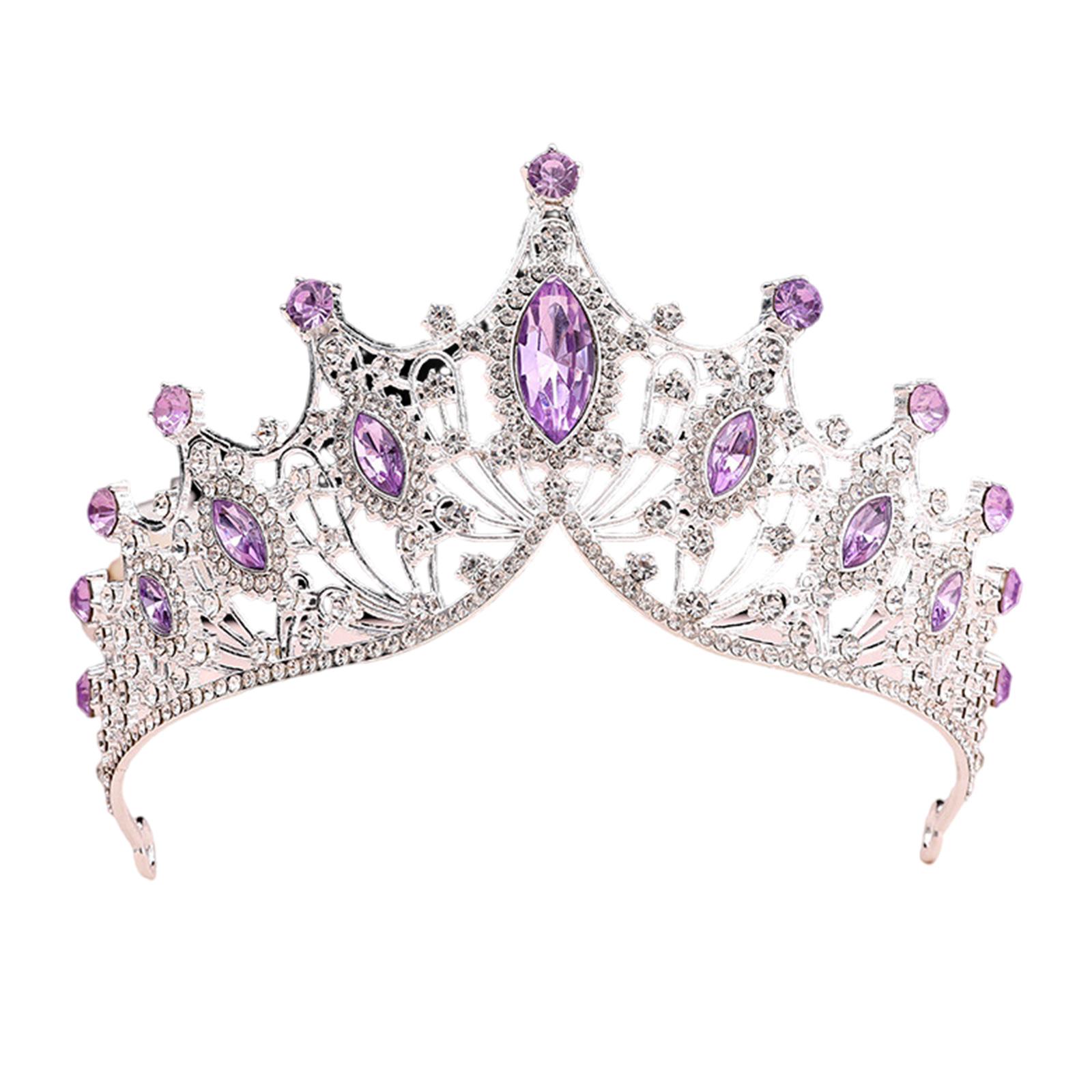

Элегантный большой ободок-корона для выступлений и дней рождения, изготовленный из прочных сплавных материалов и украшенный стильными кристаллами фиолетовый