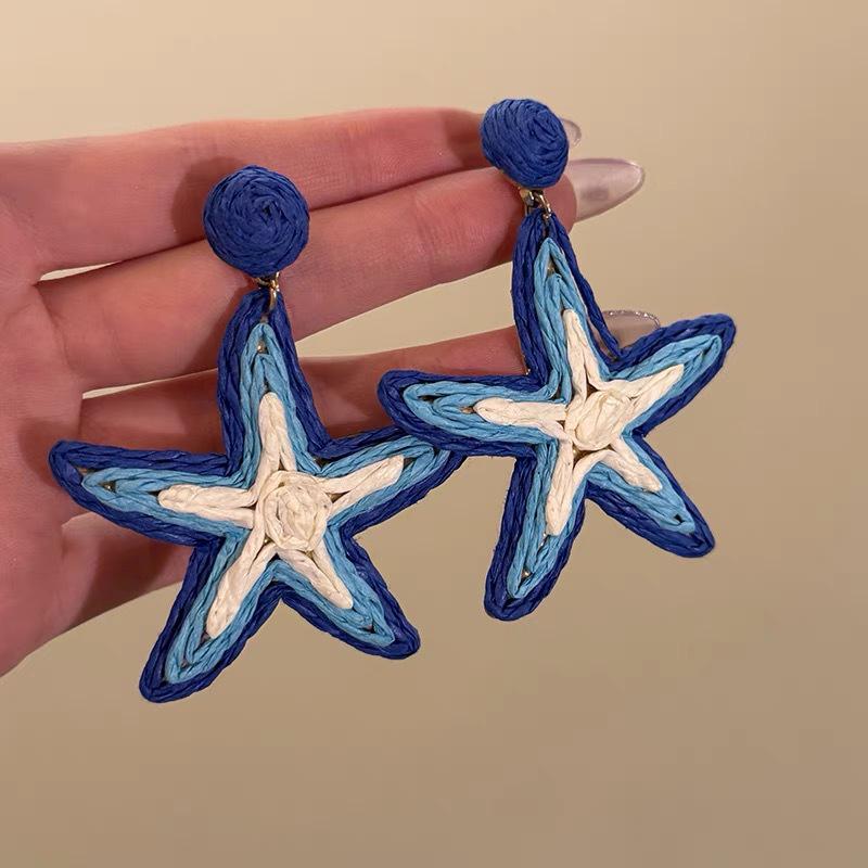 Colorful Dopamine Fabric Beaded Earrings – Women's Studs, Seaside Vacation Style, Ear Clips