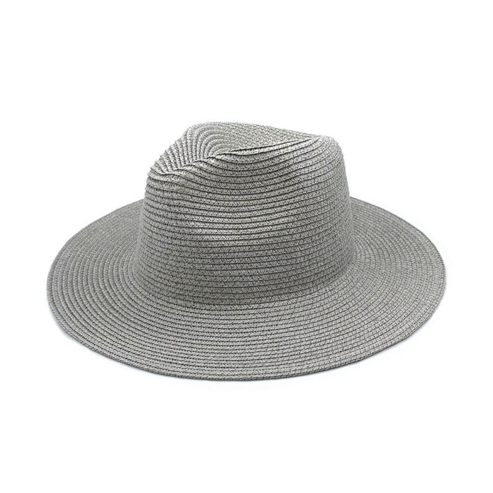 Casual Large Panama Jazz Hat Solid Color UV Protection Panama Straw Hat Wide Brim Sun Hat British Dress Hat Unisex