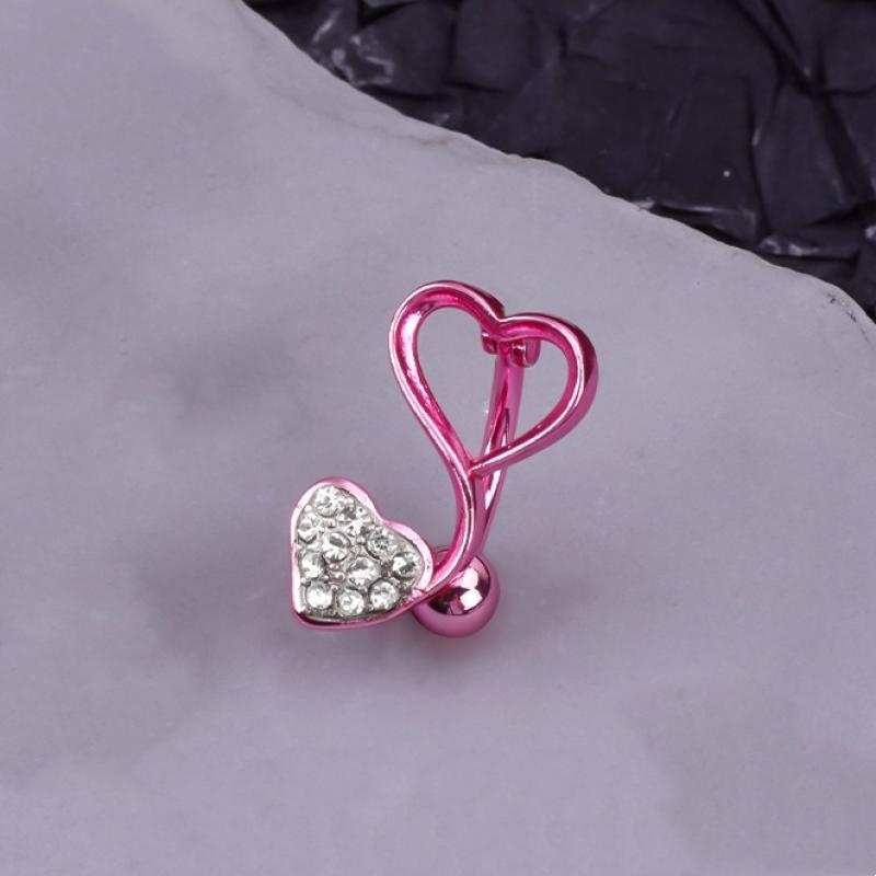 Anello per ombelico a forma di ragno e serpente, pendente in acciaio inossidabile con zirconi e cuore, gioiello per piercing da donna.