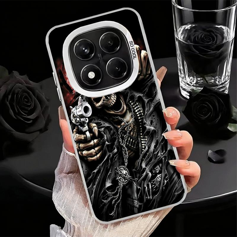 Reaper Skull Skeleton Gun Soft Phone Case for Xiaomi Redmi Note 13 14 15 Pro Plus 12S 12 11S 11 11T 10S 10 Shockproof Cover Back