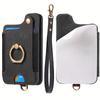 Multifunctional PU Leather Wallet 5-Card Universal Phone Bag Anti-Theft RFID Block Adhesive Secure Magnetic Closure Photo Slot