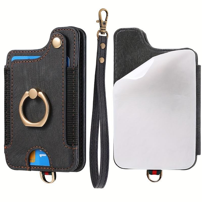 Multifunctional PU Leather Wallet 5-Card Universal Phone Bag Anti-Theft RFID Block Adhesive Secure Magnetic Closure Photo Slot