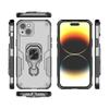 For iPhone 14 Phone Case WANLONFENG PC TPU Back Cover Kickstand with Tempered Glass