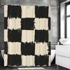Irregular Square Textured Black Apricot Shower Curtain, Bathroom Decorative Shower Curtain, Waterproof Shower Curtain with Hooks