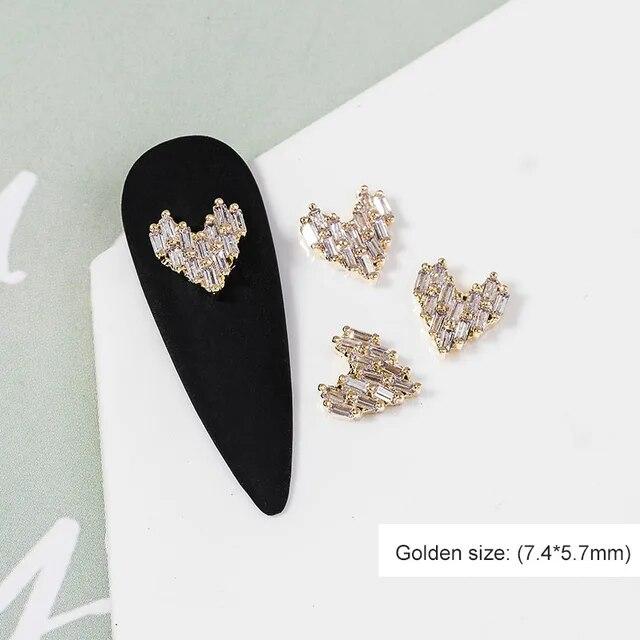 2pieces 3D Metal Zircon Nail Art Jewelry Japanese Nail Decorations Top Quality Zircon Crystal Manicure Zircon Diamond Charms