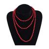 8Mm glass imitation pearl necklace women's simple knotted multi-layer long sweater chain clothing accessories