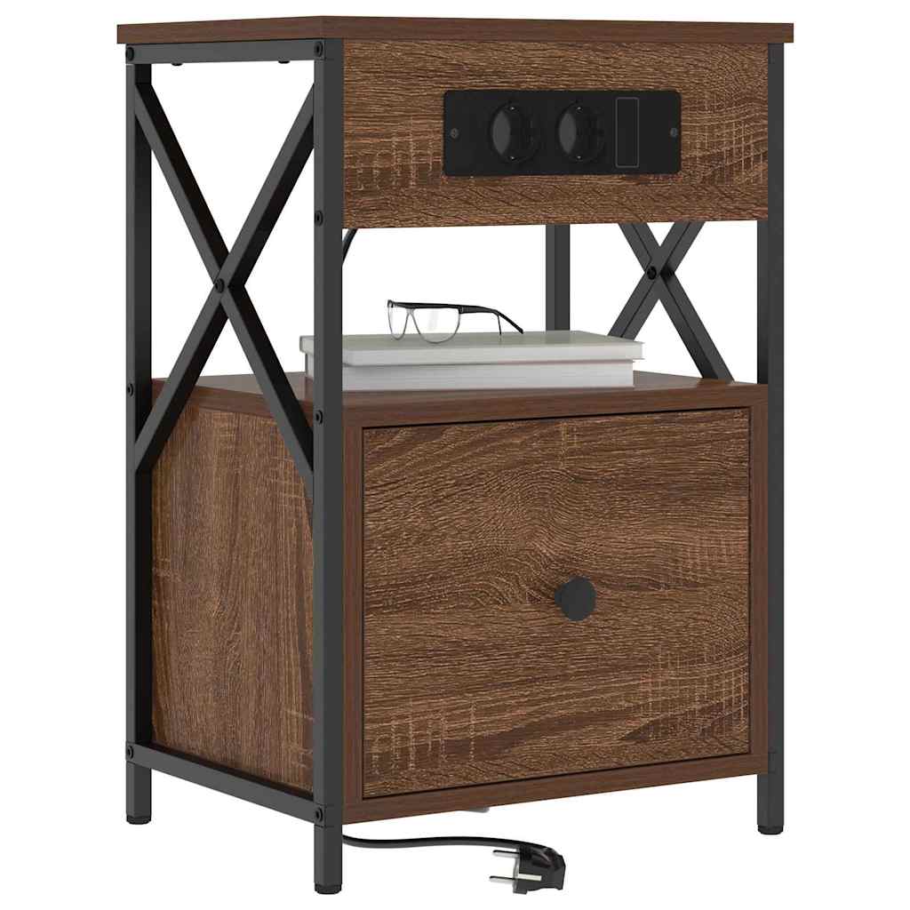 Nightstand Brown Oak Look 40 x 31 x 60 cm Engineered Wood