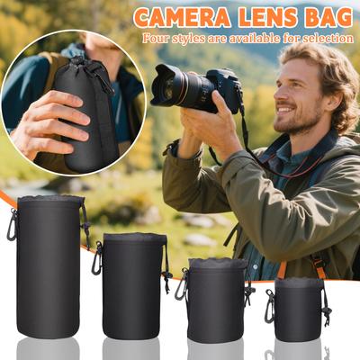 Lens Case, Black Thick Neoprene Large Camera Lens Case,Four Sizes For Large DSLR