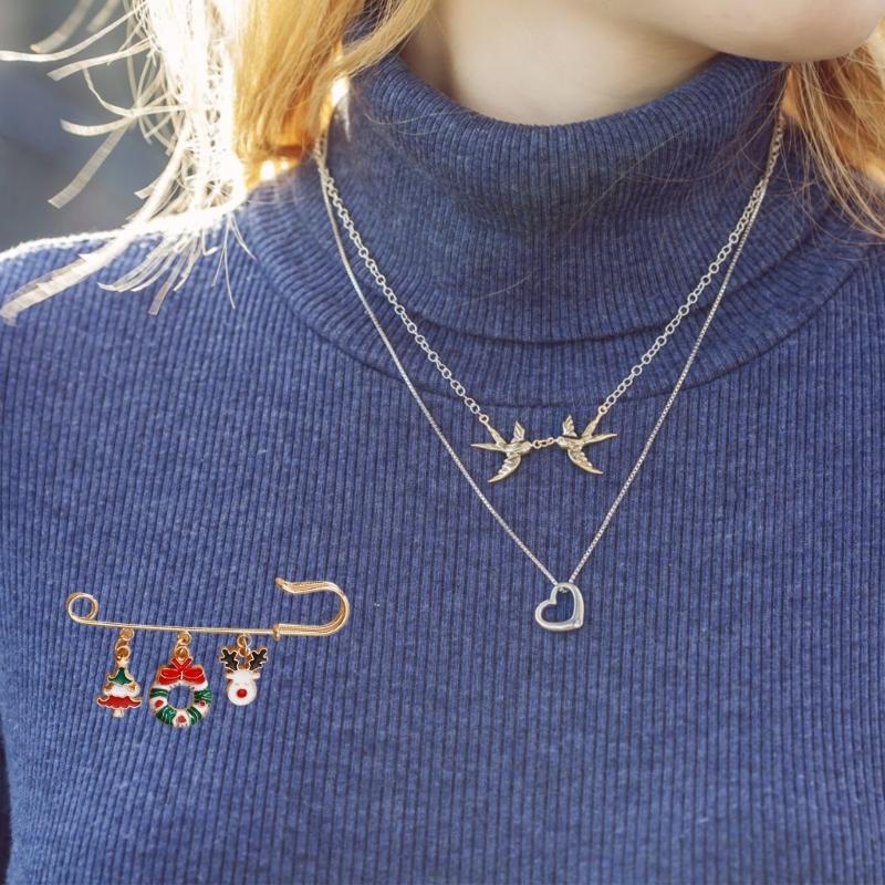 Enamel Pin Backpack Cool Lapel Hat Pin Jackets Funny Christmas Enamel Brooch Christmas Tree Elk Bell Fashion Jewelry