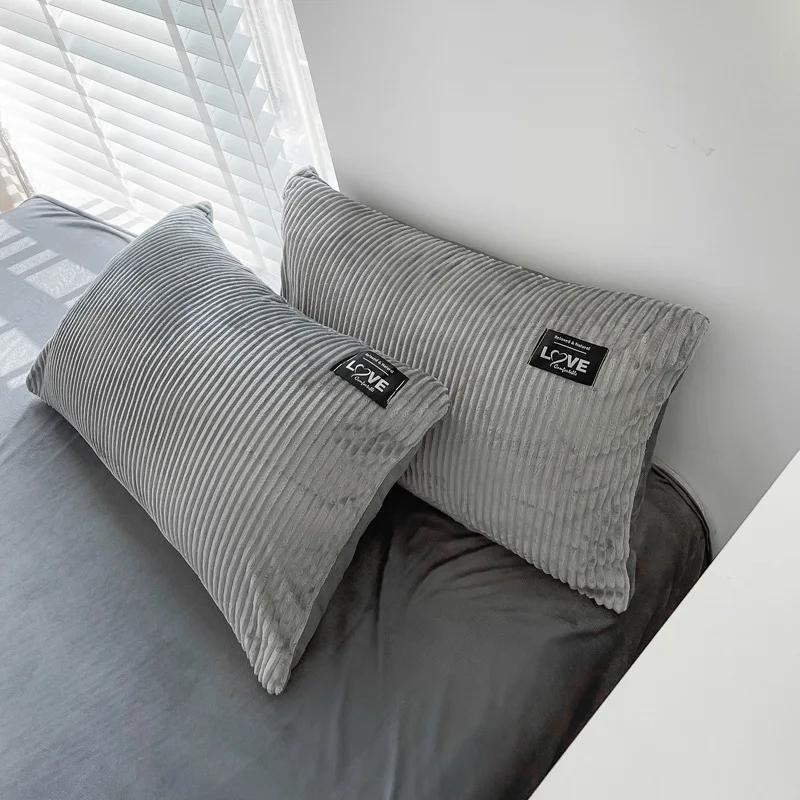 Warm Plush Velvet Duvet Cover Pink Gray Girl Boy Single Double Queen King Size Comforter Quilt Cover For Winter