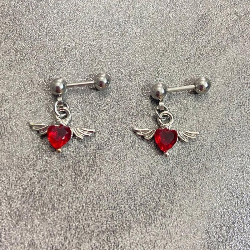 Rustproof Steel Angelic Heart Earrings Versatile Jewelry For Teens And Adults Trendy Style Ear Studs Accessory