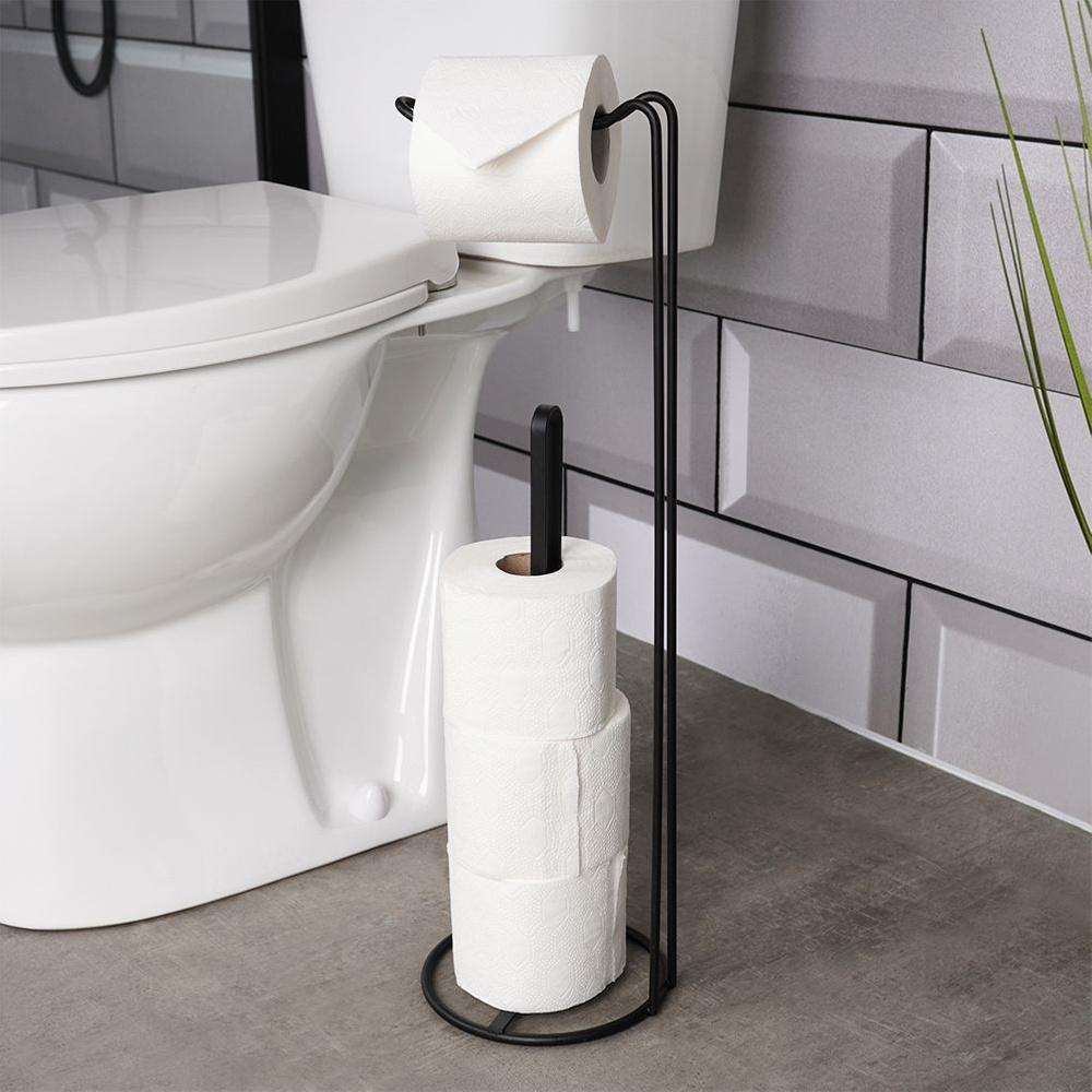 Black metal toilet paper stand 54 cm