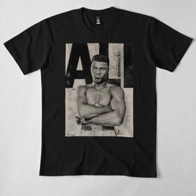 Boxer Muhammad Ali Herren Baumwoll T-Shirt Vintage Athletisch Lässig Cool Stilvoll Schwarz - Herren Sommer Baumwolle Grafik T-Shirt