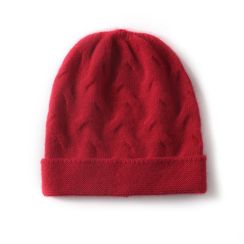 Cashmere Hat Autumn and Winter New Style Women's Fashion Casual Ear Protection Pile Hat Beanie Solid Color Knitted Hat