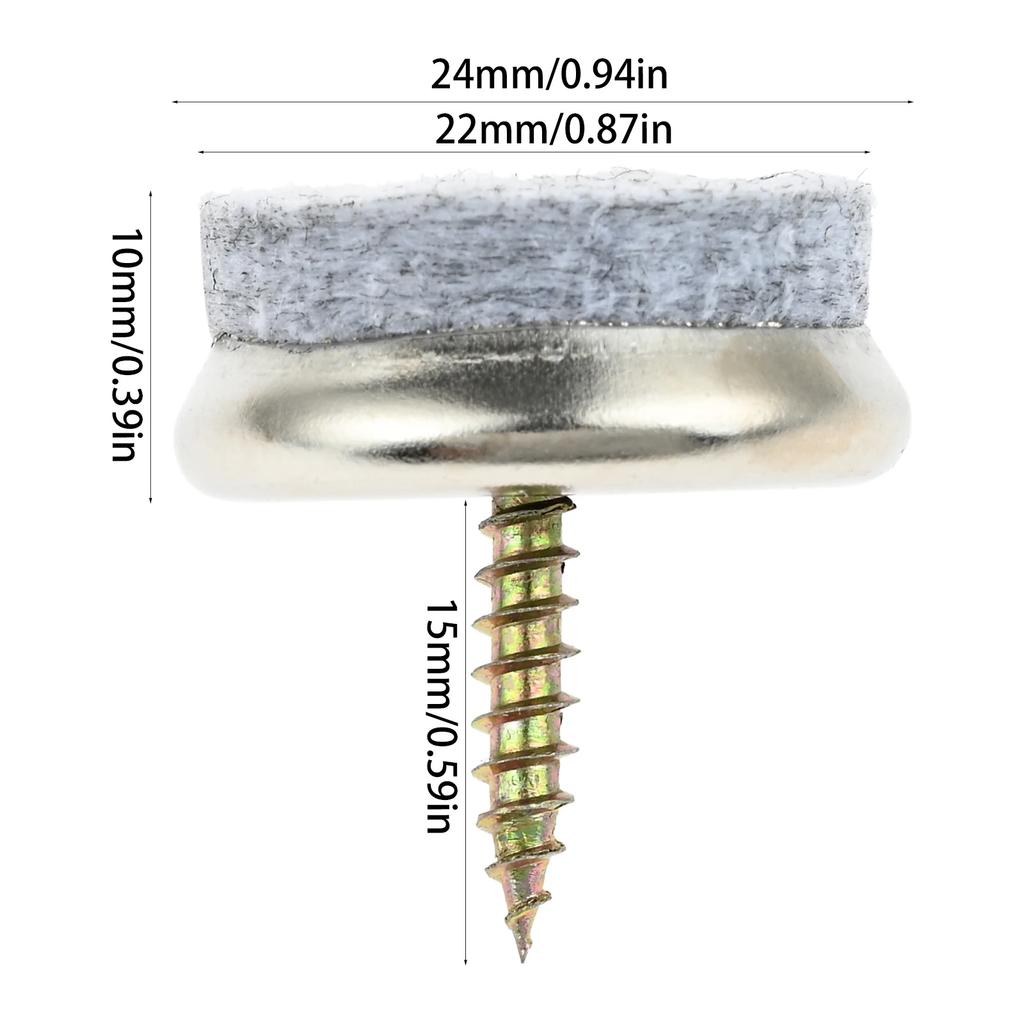 10Pcs Gray Furniture Felt Gliders Screw-On Felt Pads For Wooden Floors Home Chair Gliders Floor Protector Pad 18/20/22/24/28mm