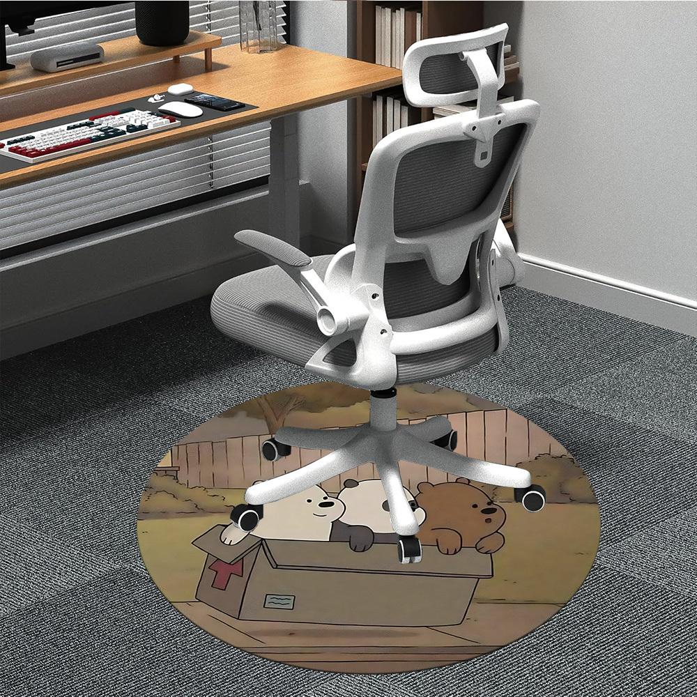 

1pc Brown Bear Line Office Round Area Rug, Under Office Chairs Bedroom Living Room Home Decor, Room Decoa1022116 80cm by 80cm