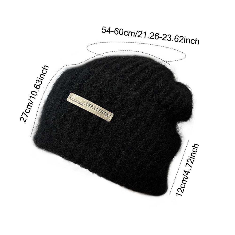 Japanese Style Beanie Hats Patch Design Ski Cap Fashion Ear Protection Pullover Hat  for Women Men