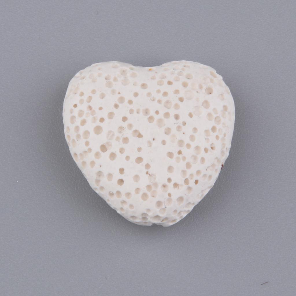 10 natürliche Lavagestein-Vulkanstein-Herzperlen für DIY-Schmuckherstellung, weiß