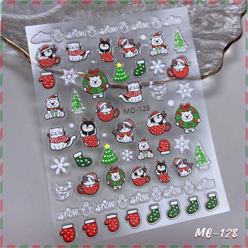 5D Snowflake Nail Art Sticker Decals 5D Stereoscopic Embossed Christmas Nail Art Decoration Charms Self-Adhesive