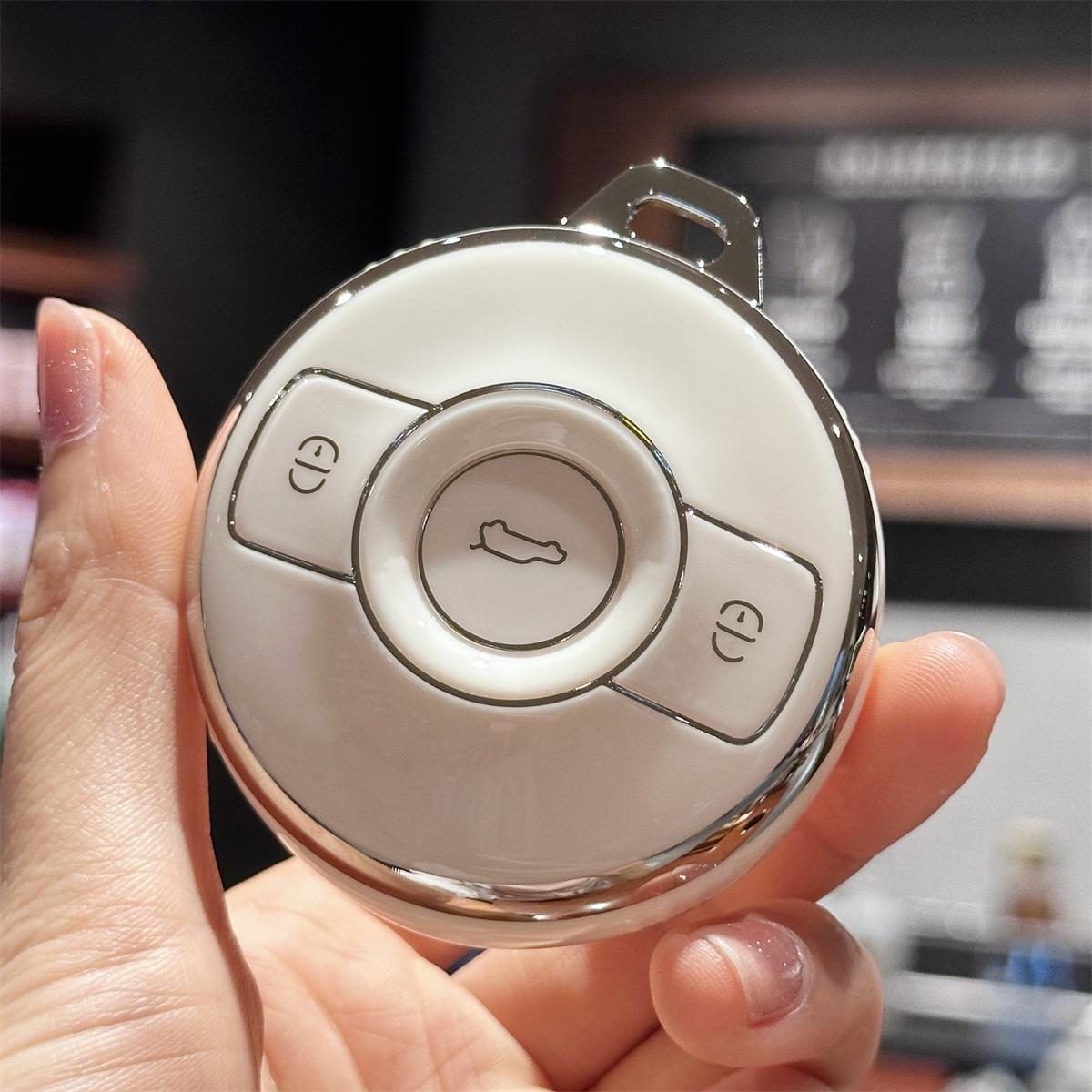 

Чехол для автомобильного ключа, защитный держатель для брелока для Mercedes Benz SMART Fortwo 1 BRABUS 1 Benz SMART 2022 2023, аксессуар для брелока белый