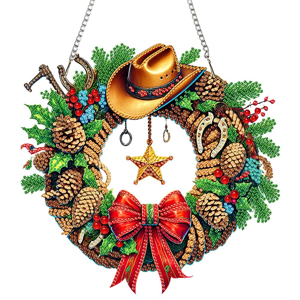 

Xmas Theme 2D/Flat DIY Special Shape Hanging Diamond Art Kits Rhinestone Diamond Art Window Pendants Home Wall Decoration Crafts