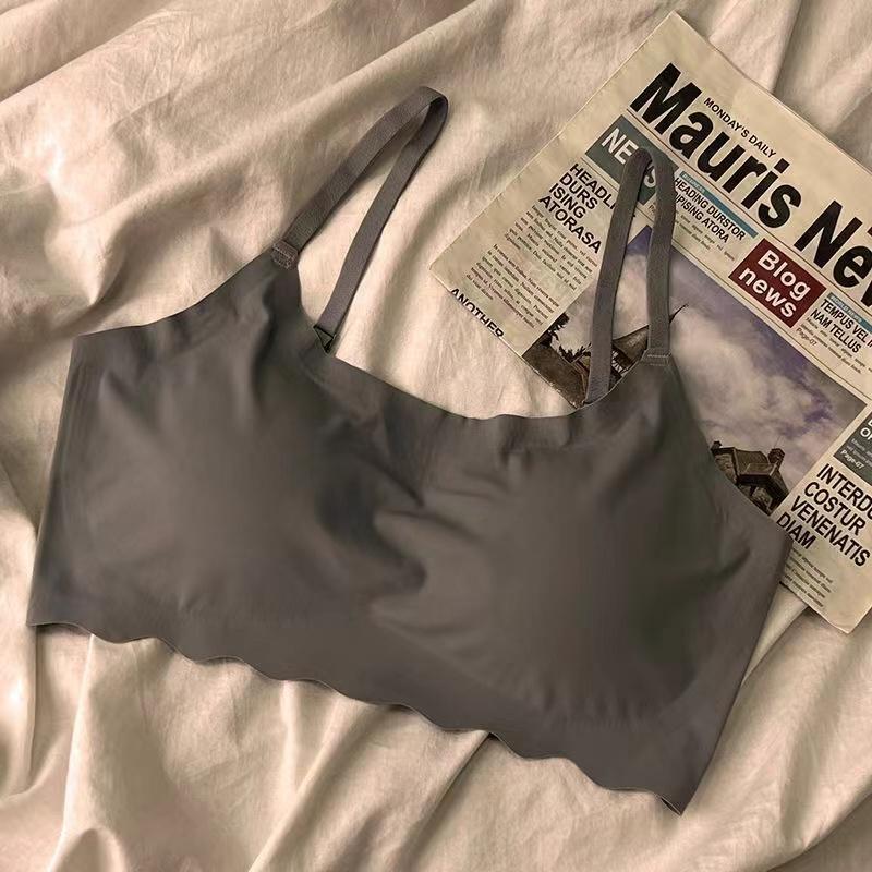 Ice Silk Bra Solid Color Women's Fashion Simple Skin Friendly Yoga Exercise Breathable Sleep Bra No Steel Rim Underwear
