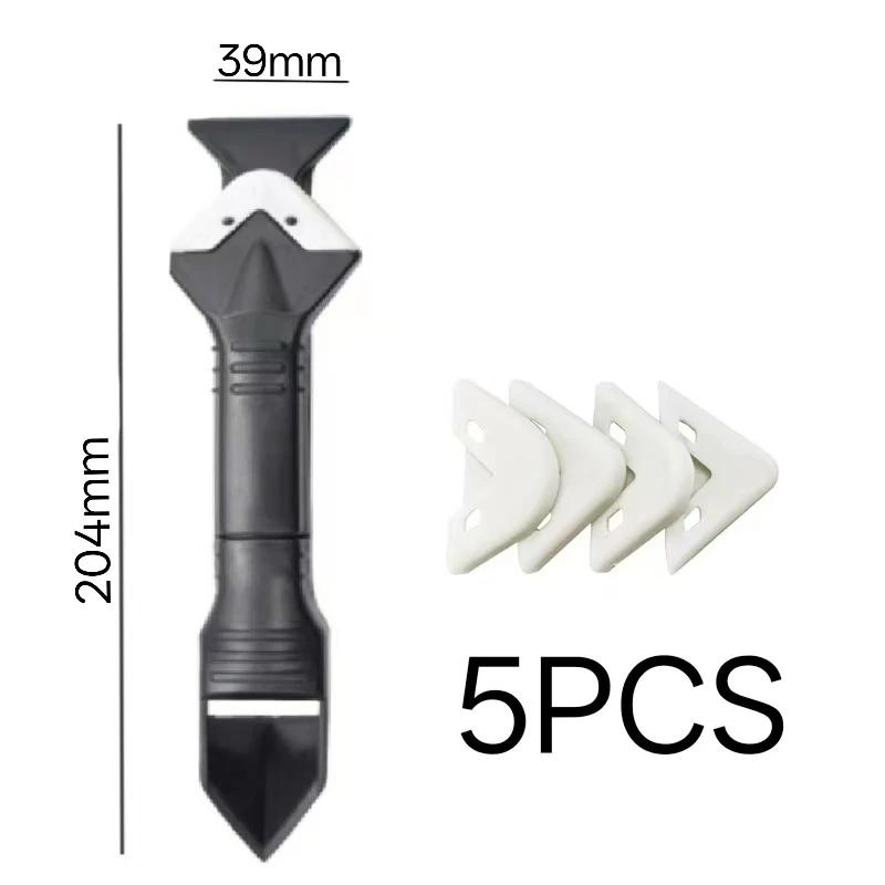5 in 1 Multi-function Scraper Tool Sealant Finishing Tool Caulk Remover & Glass Glue Angle Scraper for Bathroom Kitchen Floor
