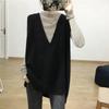 Women's Autumn Spring Vest Knitted Sleeveless V-neck Sweater Casual Loose Solid Color Sweater Vests