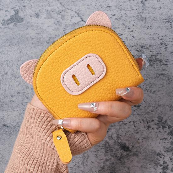 Piggy Coin Wallet Zip Around Purse with Multi Card Slots Accordion Style Coin Purse Card Holder for Girls Travel Dating Shopping