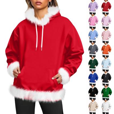 Lässiger Damen-Kapuzenpullover mit Fleecefutter, langen Ärmeln, einfarbig, Taschen, Sweatshirt-Oberteil