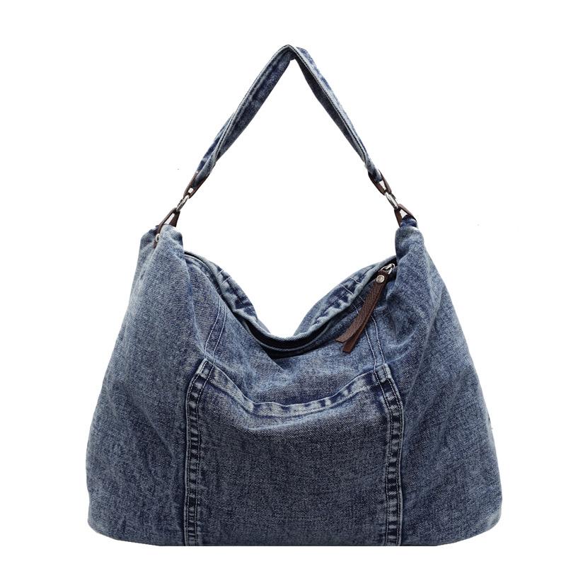 Denim Bag Women's Crossbody Bag Large Capacity Student Class Commuter Shoulder Tote Bag