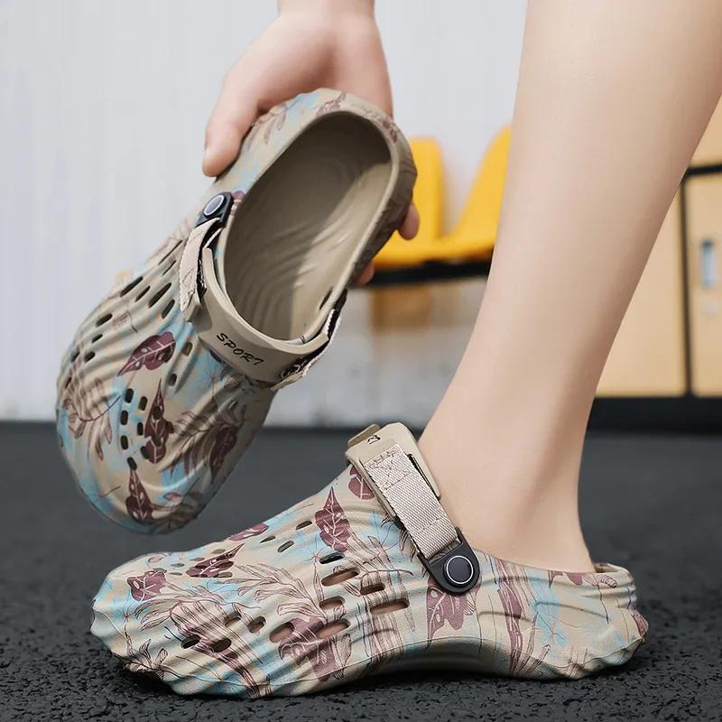 Summer Men Sandals Clogs Outdoor Garden Clogs Hole Shoes Male Casual Shoes Water Shoes Comfort Home Soft Slippers Plus Size 47