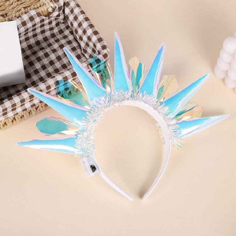 Glowing Headband for Women PVC LaserColor Hairhoop Halloween Party Headwear