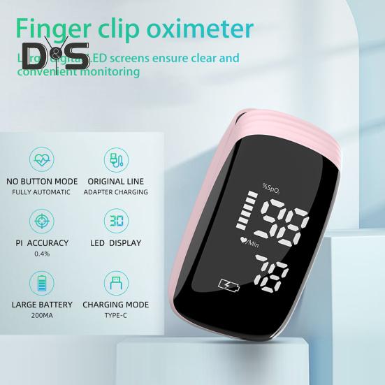 Blood Oxygen Meter with Large LED Display High Accurate Readings Rechargeable Fingertip Blood Oxygen Saturation Monitor with Lanyard