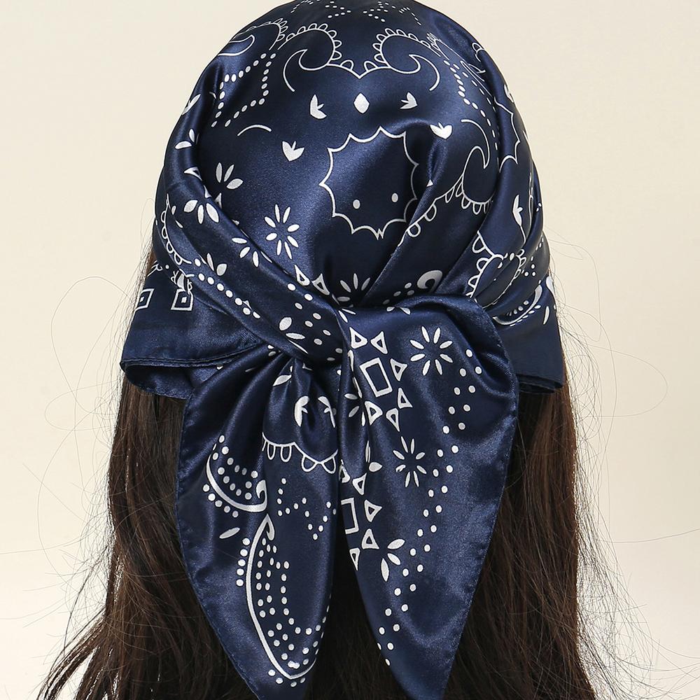 Navy Blue Cashew Hip Hop Cotton Square Bandana Scarf Riding Headband Paisley Gifts For Men Unisex 60*60cm