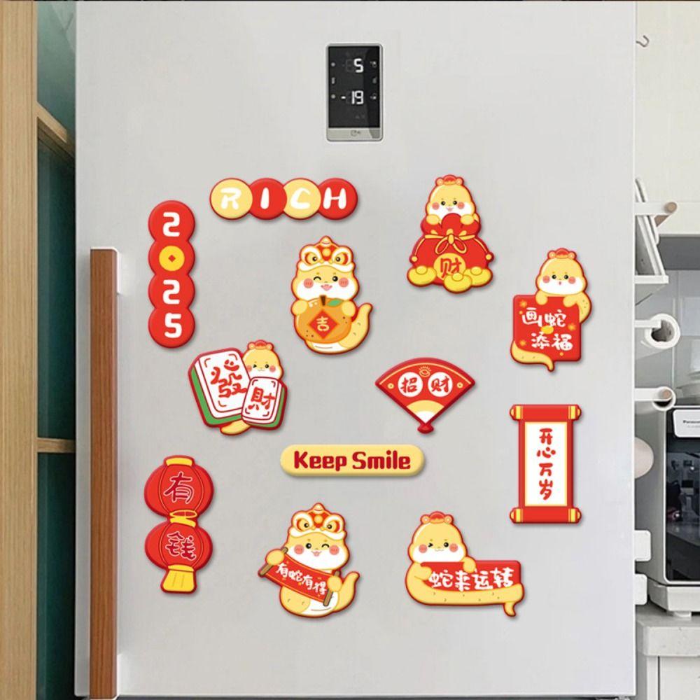 

11/12Pcs Soft Magnetic Snake Year Fridge Stickers Resin Festive Magnetic Sticker Kitchen 11Pcs/set