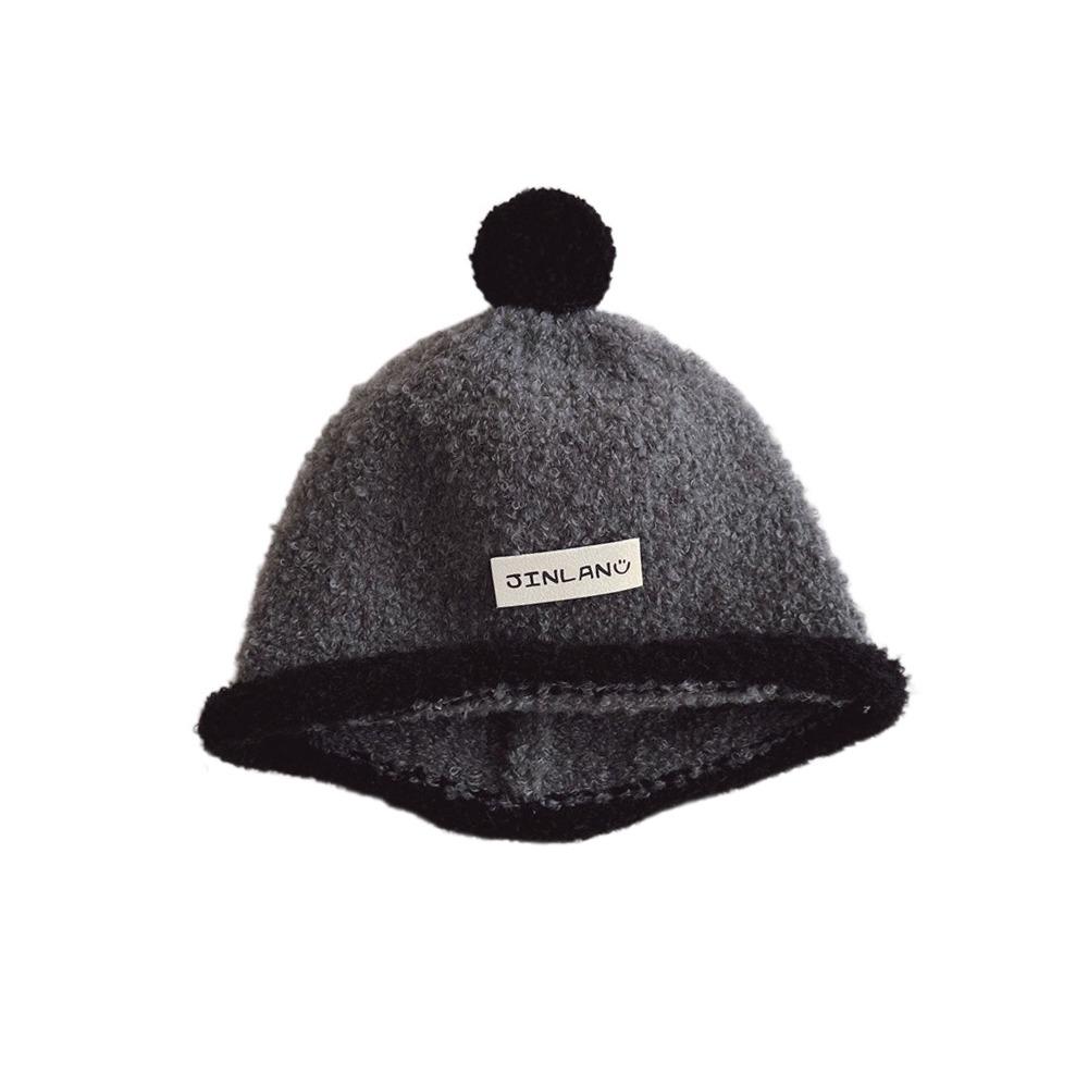 Cute Plush Ball Children Melon Caps Woolen Yarn Baby Knit Hat Korean Crochet Bonnet  Girls Boys